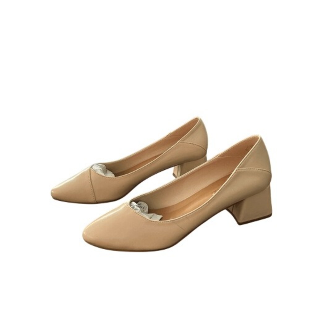 Heez Womens Nude Beige Pointed Toe Block Heel Pumps Size 9.5 Career Office Work